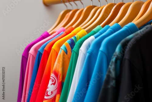 background apparel hangers shirts t colorful close variety different new industry choose orange signs satin commercial template short print size t-shirt advertisement advertising