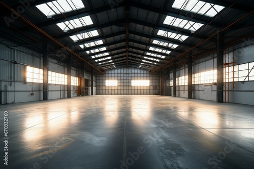 warehouse empty background industrial building storage industry interior factory white wall construction business inside nobody metal container floor light structure space blank isolated delivery