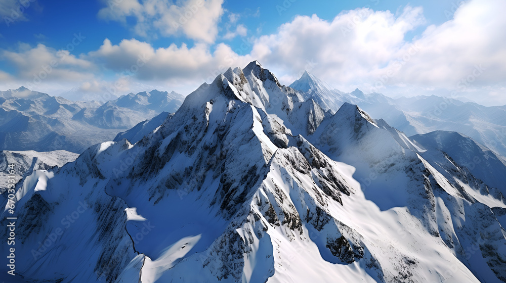 Winter snowy mountains wallpapers mountain landscape background mountain peak ai generated
