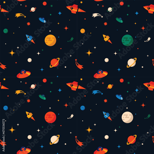 Cosmos or deep space. Seamless pattern