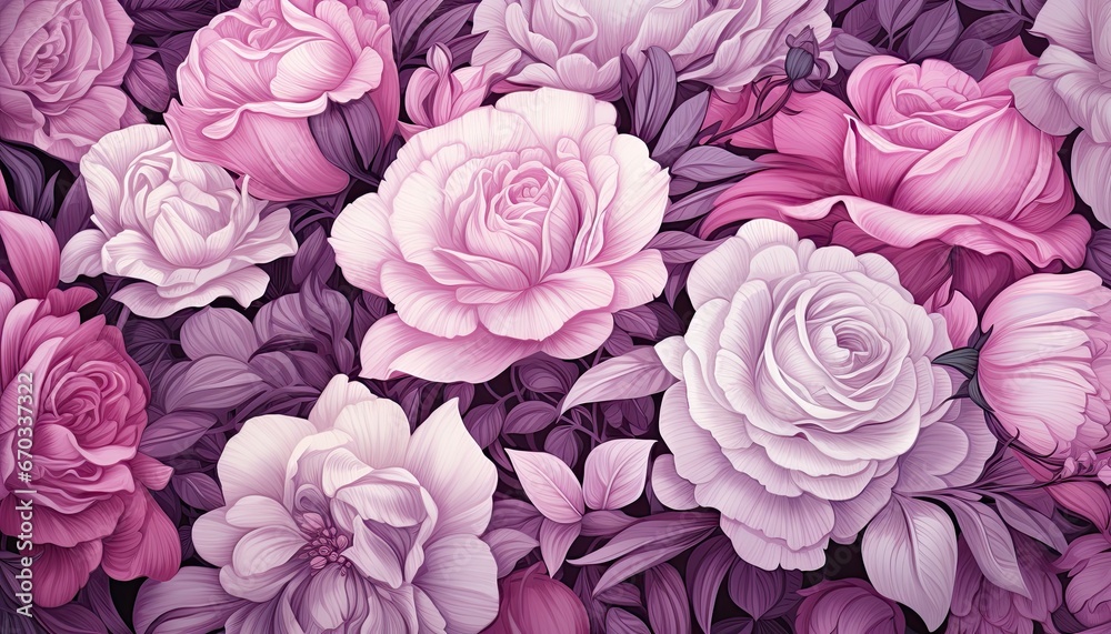 Illustration of a Field with Fragrant Roses Illustration of a Field with Fragrant Roses
