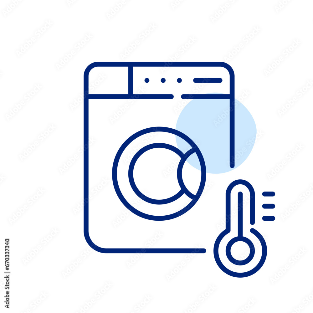 Washing clothes at high temperature. Laundry machine. Pixel perfect, editable stroke icon Washing clothes at high temperature. Laundry machine. Pixel perfect, editable stroke icon