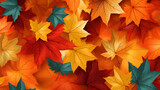 Autumn leaves background, Abstract seamless pattern of vibrant autumn leaves background