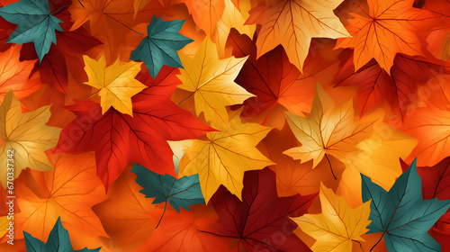 Autumn leaves background  Abstract seamless pattern of vibrant autumn leaves background