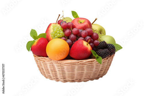 basket of healthy fruits on isolated transparent background