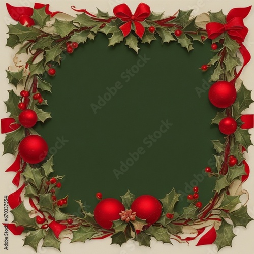 christmas frame with holly