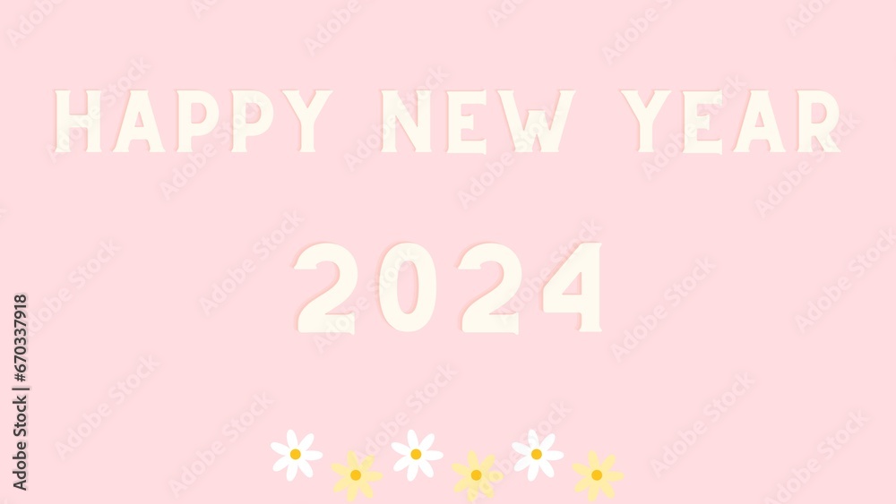 pastel tone background There is a Happy New Year message for the year 2024.