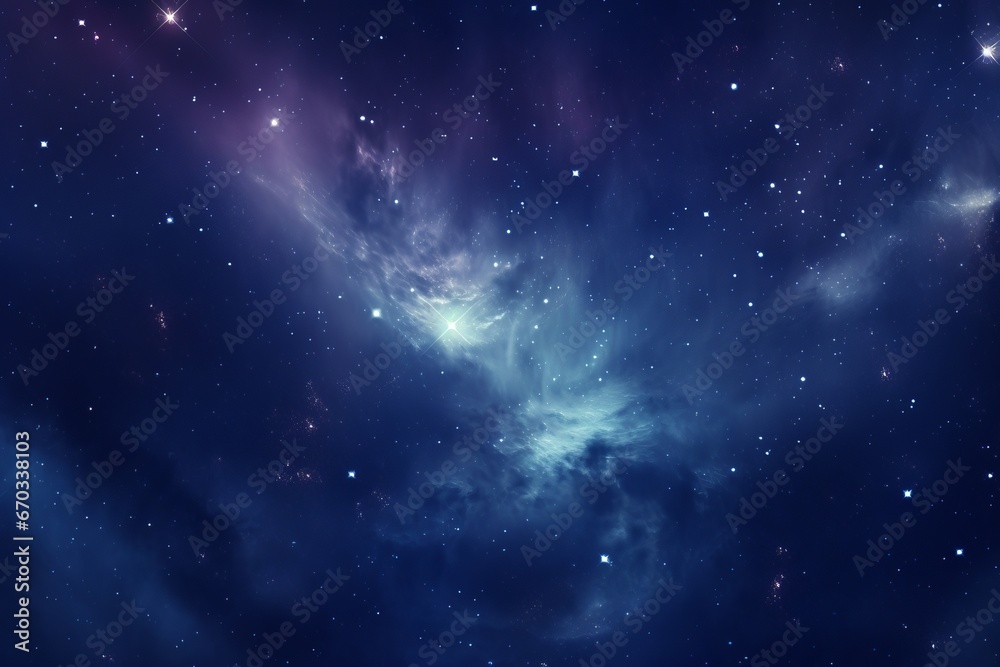 Celestial 3D background with galaxies, stars, and cosmic rays