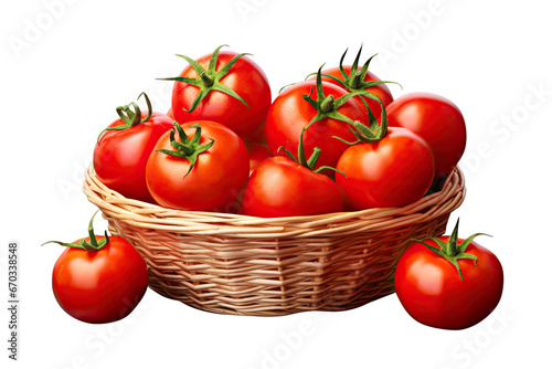 basket of tomatoes on isolated transparent background