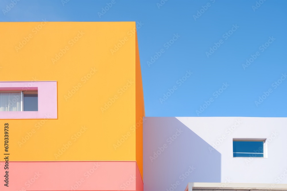 Obraz premium Vibrant building with a parking meter in the foreground