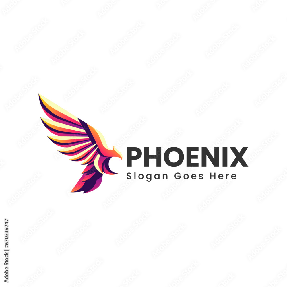 Vector Logo Illustration Phoenix Gradient Colorful Style.