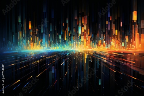 Digital data stream in vibrant colors. Futuristic, data communication concept