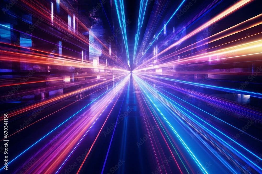 Futuristic and high-tech wallpaper background with neon light trails