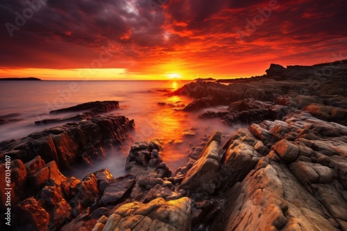 Beautiful sunset over a rugged coastline