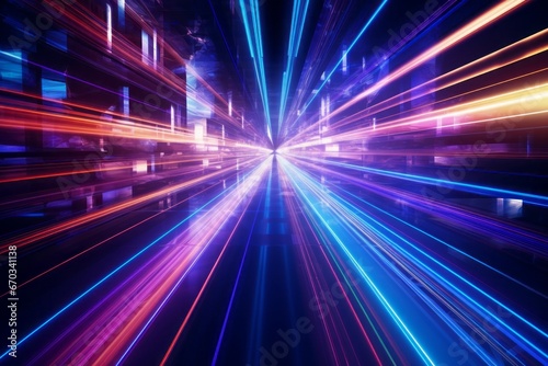 Futuristic and high-tech wallpaper background with neon light trails