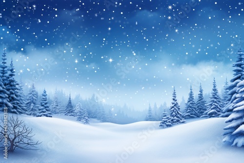 Snowy landscape with space for your winter wonderland invitation. © KerXing