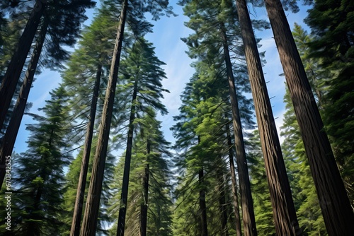 Towering trees and a clear sky creating a peaceful natural setting