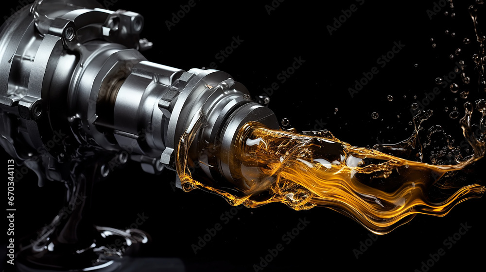 crankshaft on a black background in oil grease, a new car spare part, fictional computer graphics crankshaft on a black background in oil grease, a new car spare part, fictional computer graphics