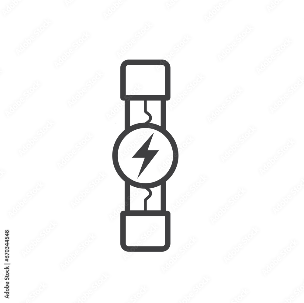 illustration of fuse, a device used as a safety device in an electrical circuit in the event of an excess electrical charge.