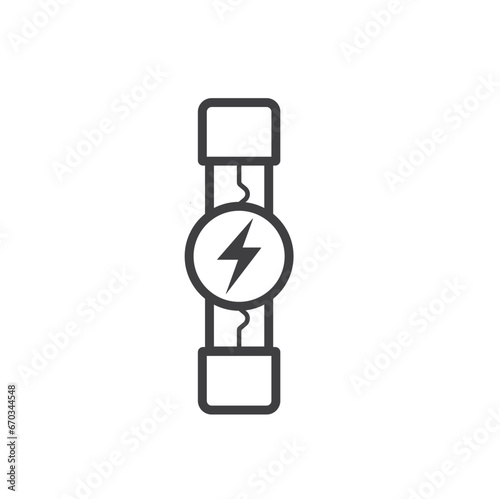 illustration of fuse, a device used as a safety device in an electrical circuit in the event of an excess electrical charge.