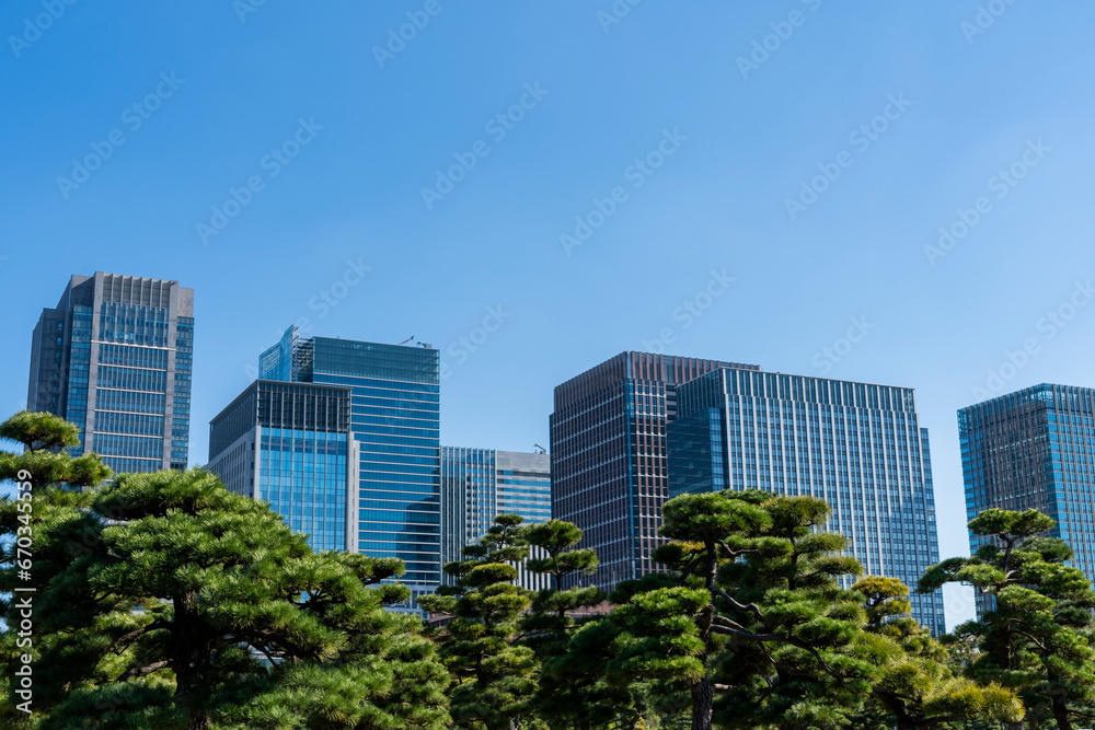 東京　大手町・丸の内のオフィスビル群の風景