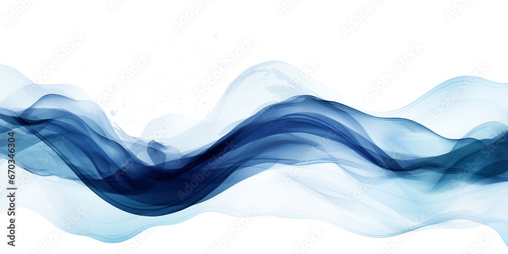 Fototapeta premium Fresh navy blue wave design element on white background Generative AI