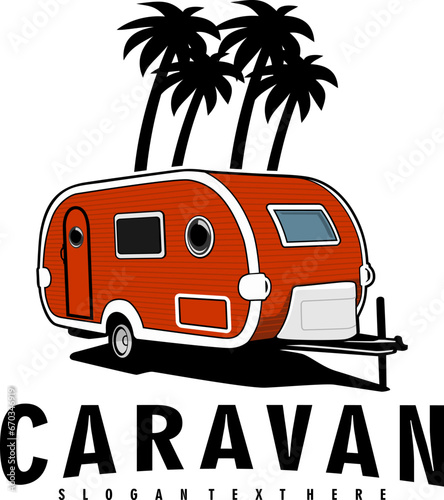 caravan truck classic logo design vector 