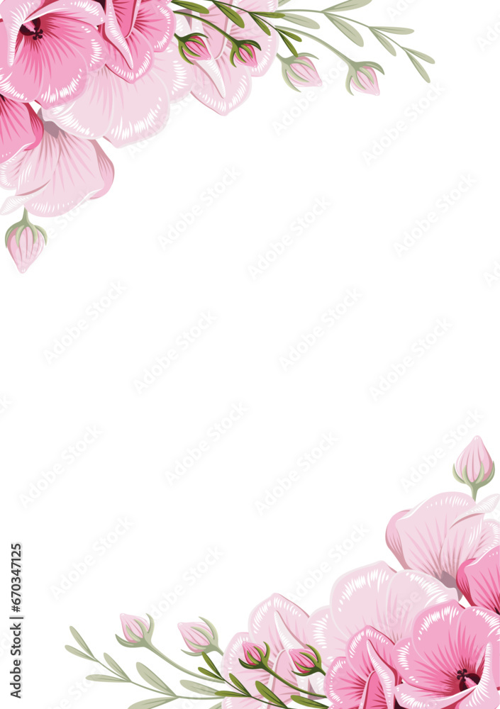 Pink flower invitation background
