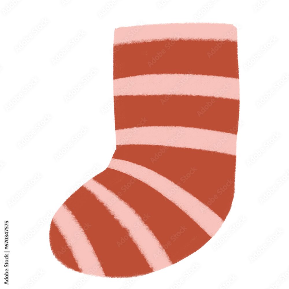 Super Cute Striped Red Socks Christmas Illustration Super Cute Striped Red Socks Christmas Illustration