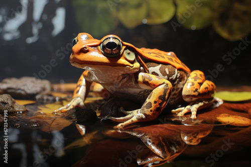 Image of brown frog in nature forest. Amphibian.