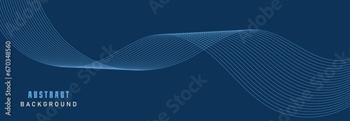 Vector data technology background. Dotted halftone waves connecting dots and lines on a blue background. 
