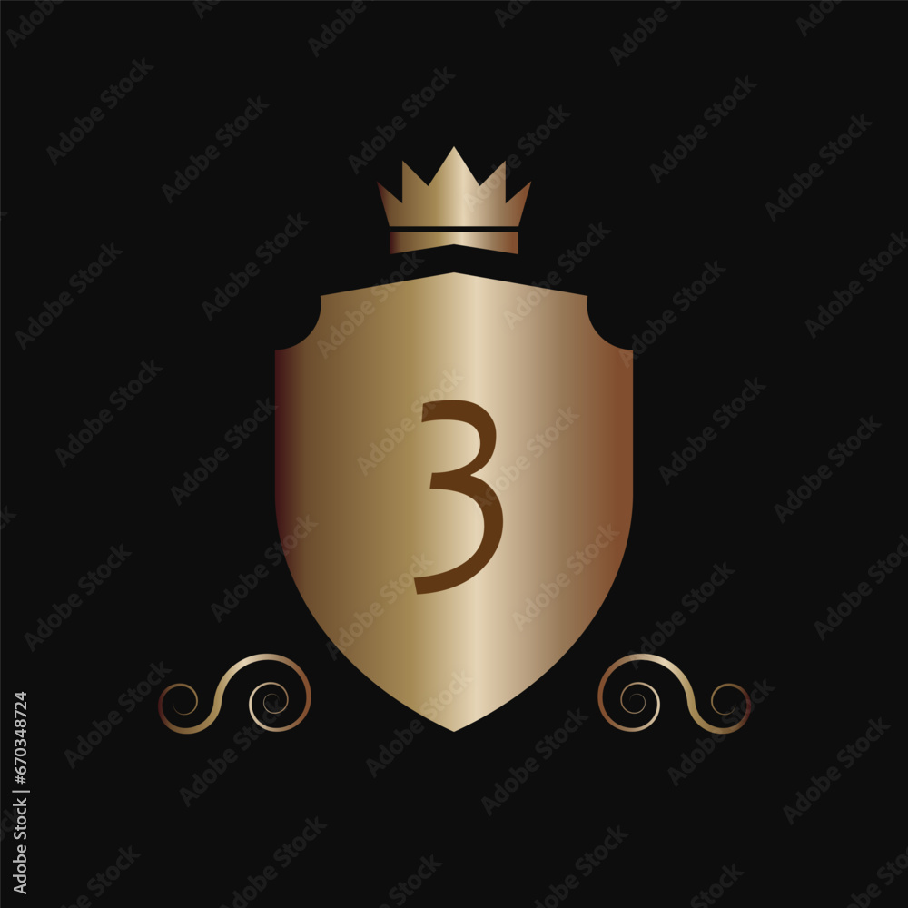 No.3 Emblem Icon. The Thirth Badge Symbol - Vector. No.3 Emblem Icon. The Thirth Badge Symbol - Vector.