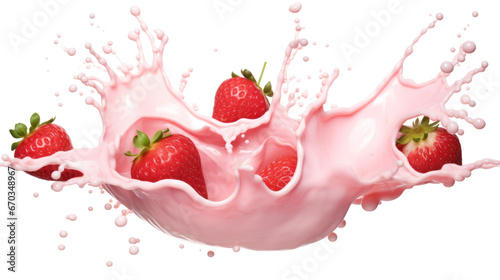 strawberry cream splash on the transparent background