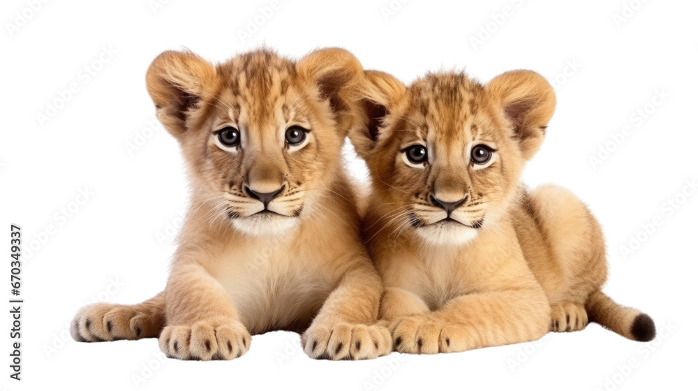 two kid lions on the transparent background two kid lions on the transparent background