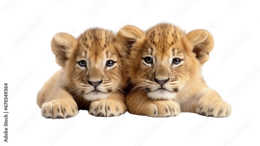two kid lions on the transparent background two kid lions on the transparent background