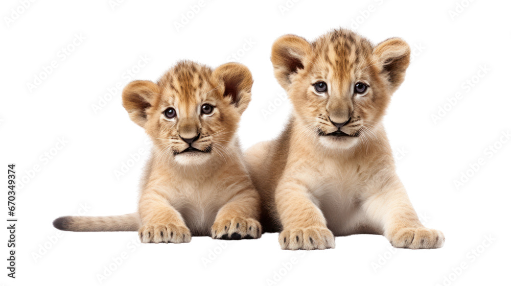 two kid lions on the transparent background two kid lions on the transparent background