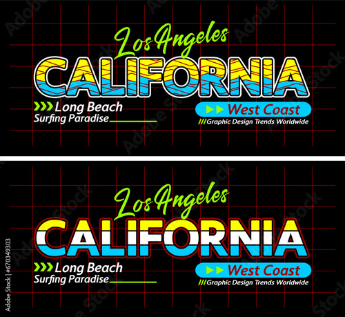 California urban line lettering sports style vintage college, typography, for t-shirt, posters, labels, etc.