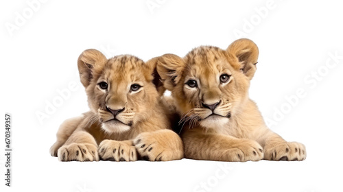 two kid lions on the transparent background