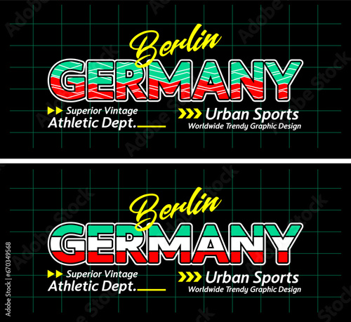 Germany urban line lettering sports style vintage college, typography, for t-shirt, posters, labels, etc.