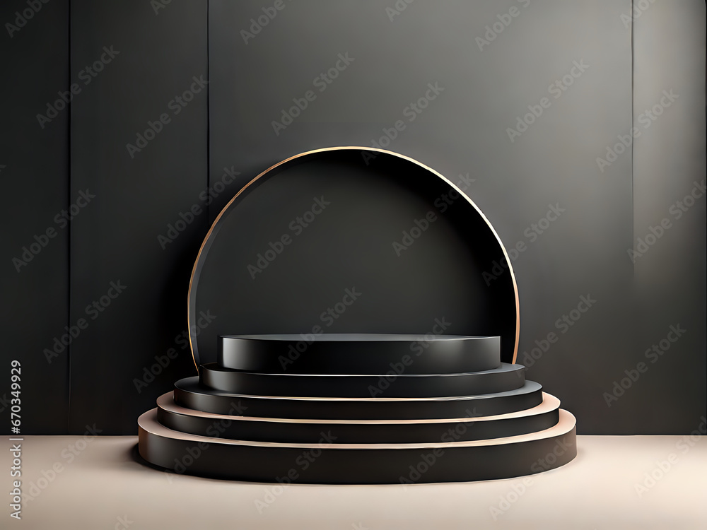 Fototapeta premium podium for exhibit in the dark room