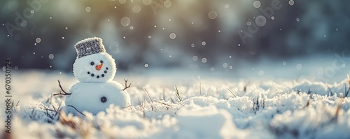 snowman in wintertime, nature landscape, Generative Ai © QuietWord