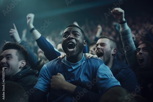 Blues supporter celebrates his score. photo