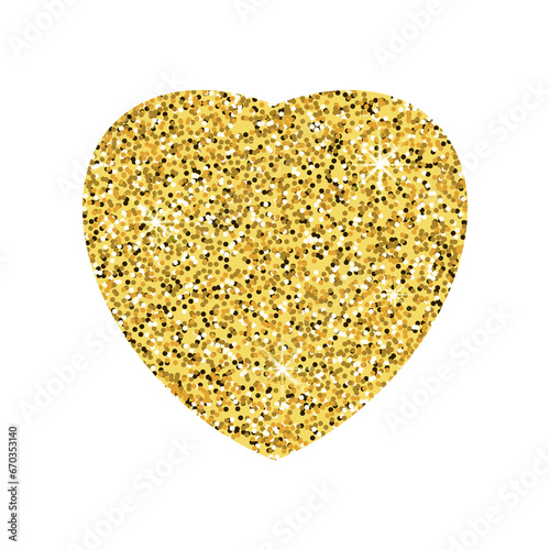 Heart of gold glitter isolated with transparent background