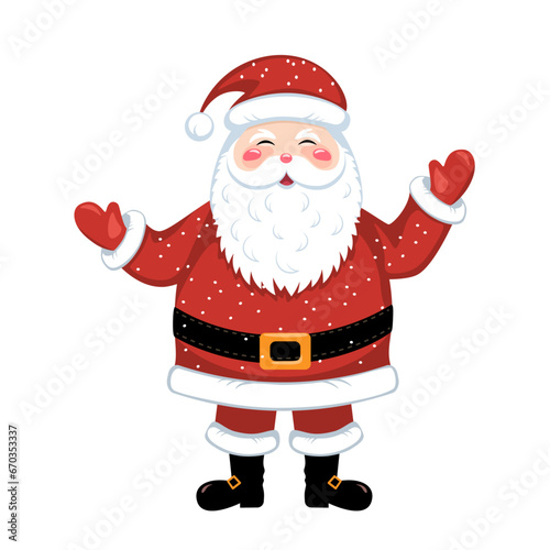 Christmas Santa Claus, vector illustration on white background, decorative element for card, banner, label, etc.