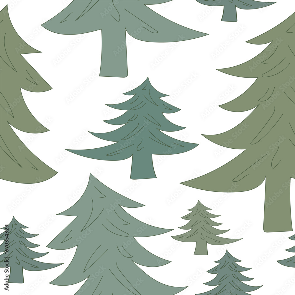 Obraz premium Different shades of green Christmas tree, making up the pattern for textiles, websites, cards, invitations, greetings.