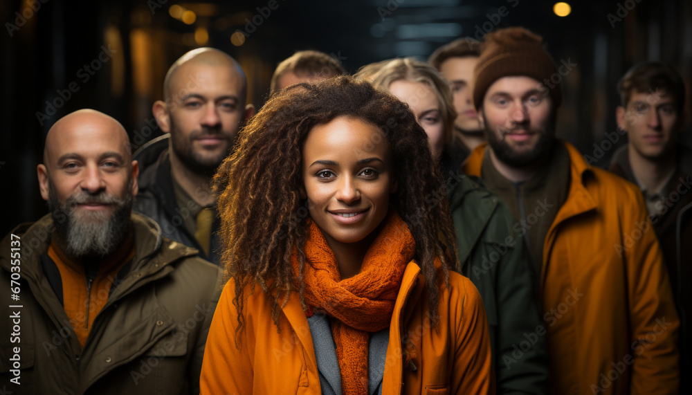 A large group of young adults smiling, looking at camera generated by AI A large group of young adults smiling, looking at camera generated by AI
