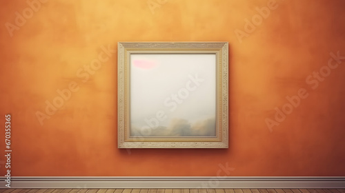 Fototapeta Naklejka Na Ścianę i Meble -  an empty picture frame hanging on a wall