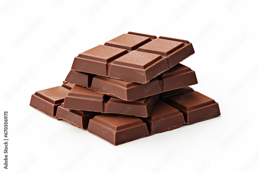 chocolate pieces isolated on white background generative ai chocolate pieces isolated on white background generative ai