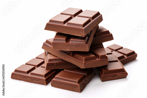 chocolate pieces isolated on white generative ai