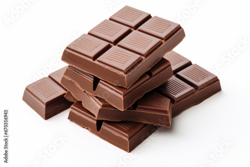 chocolate pieces isolated on white background generative ai
